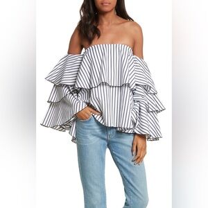 Caroline Constas Carmen Ruffle Off The Shoulder Top